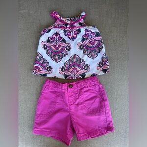 Carter's Pink, White & Gray, Floral, Sleeveless Top & Shorts, Size 6 Months